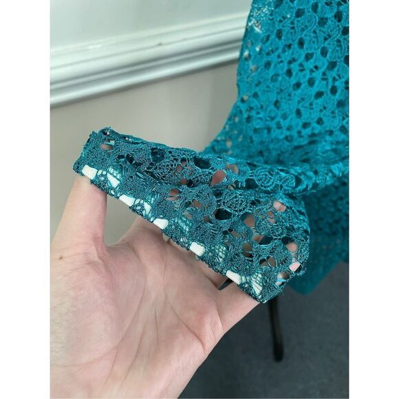 Kim Rogers Teal Lace Blouse Size X-Large - Picture 2 of 6